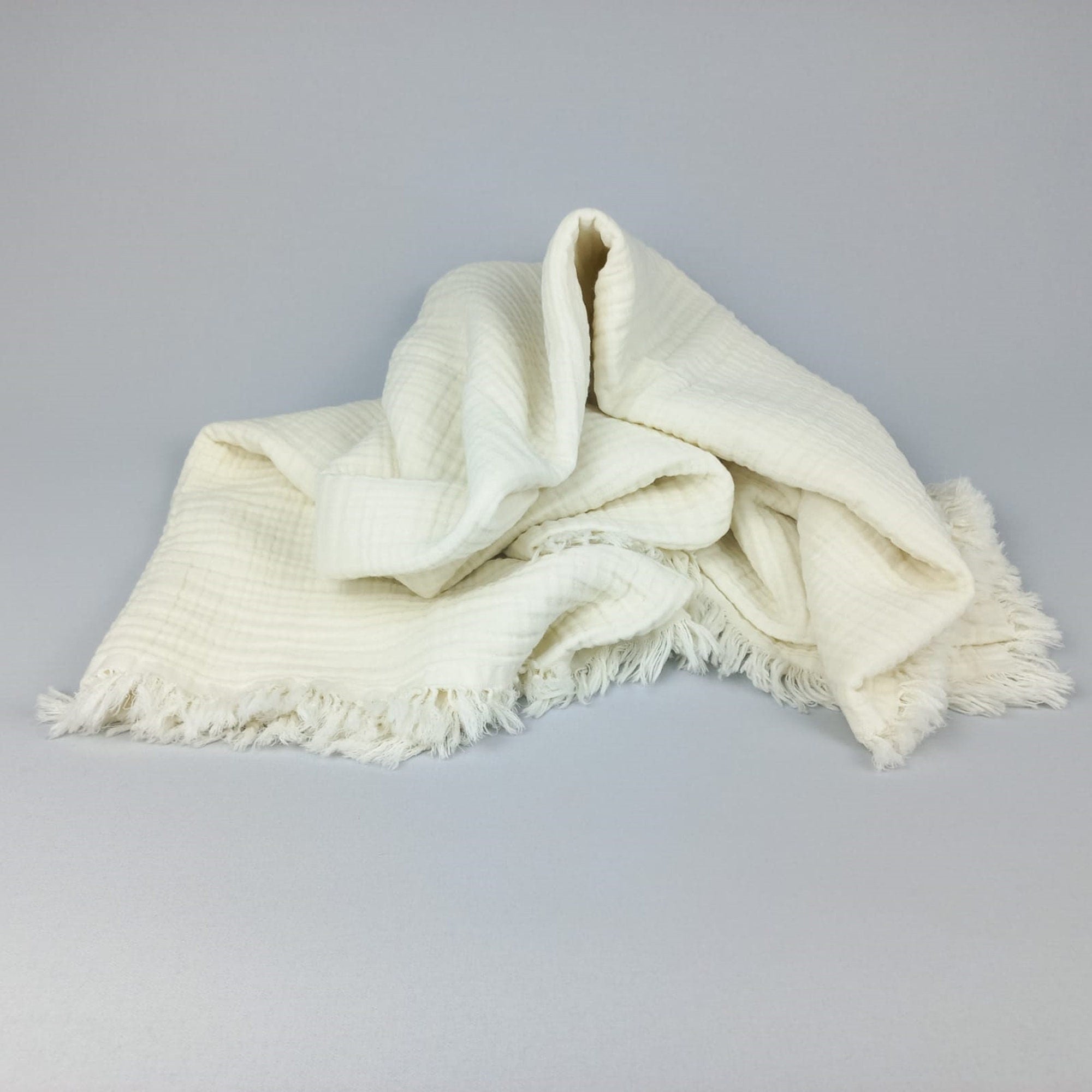 Baby Shower Gift, %100 Cotton 4 Layers Muslin Baby Swaddle, Cozy Toddler Blanket, Muslin Baby Blanket, Ecru Gauze Baby Blanket, Newborn Gift