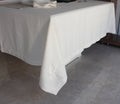 Ekstra Large Linen Tablecloth, Logo Embroidered Linen Table Cloth, Wedding Table Decor, Embroidered Tablecloth, Perfect Mitered Tablecloth