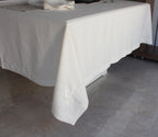 Ekstra Large Linen Tablecloth, Logo Embroidered Linen Table Cloth, Wedding Table Decor, Embroidered Tablecloth, Perfect Mitered Tablecloth