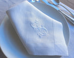Initial Embroidered Linen Napkin, Custom Linen Napkin, Personalized Linen Napkin, Hemstitched Linen Napkin, Custom Napkin for Wedding Gift