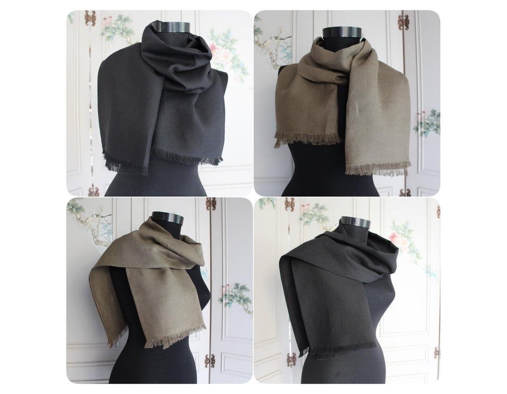 Embroidered Linen Scarf, Logo Embroidered Linen Scarf, Custom Luxury Linen Scarf,