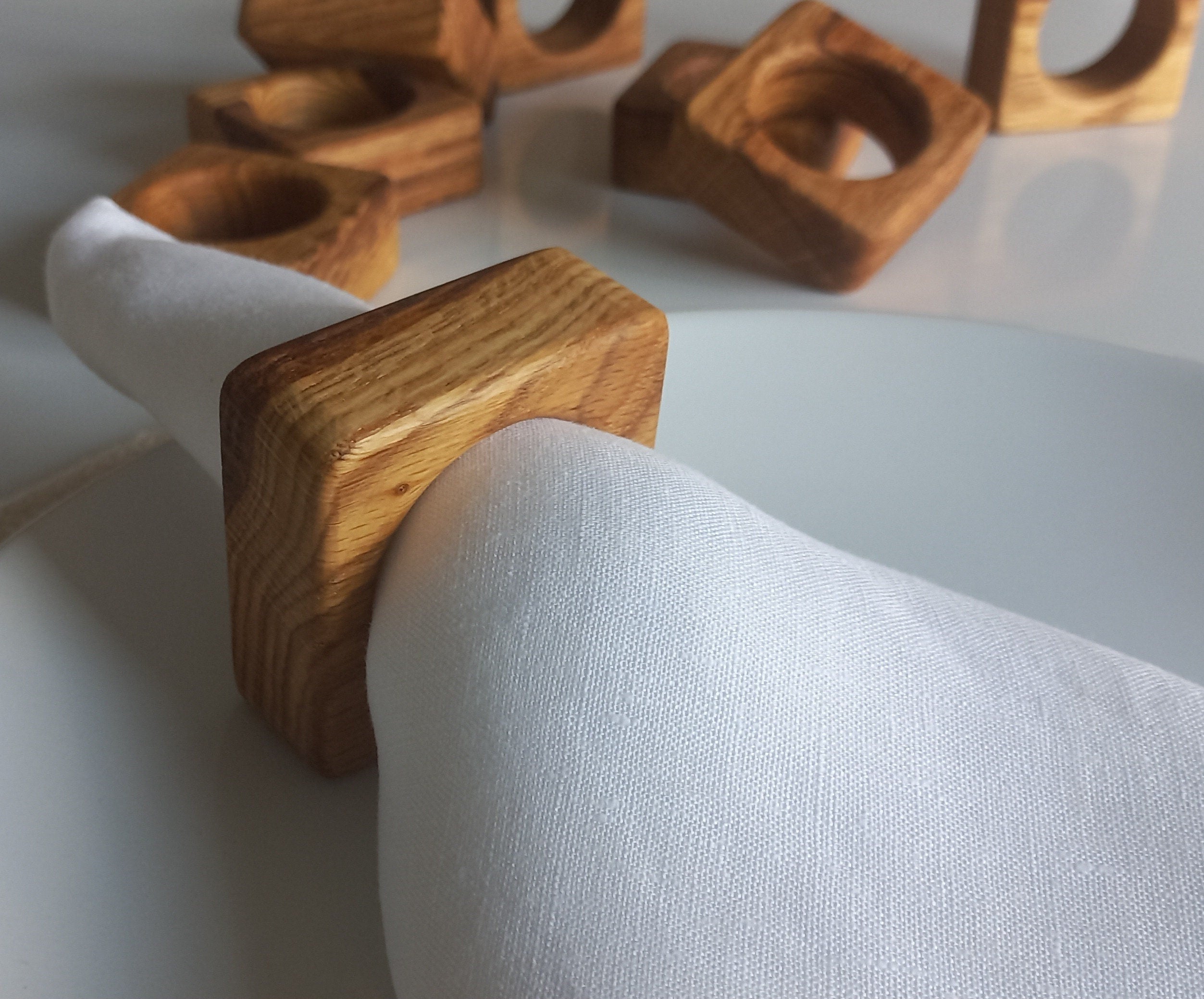 Oak Wooden Napkin Ring, Rustik Napkin Holder, Oak Square Napkin Ring, Boho Wooden Napkin Ring, Kitchen Decor, Christmas Decor, Wedding Decor