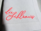 Neon Monogrammed Linen Napkin, Neon Embroidered Wedding Napkin, Luxury Neon Lettered Wedding Gift, Custom Neon Name Embroidered Linen Napkin