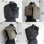 Embroidered Linen Scarf, Logo Embroidered Linen Scarf, Custom Luxury Linen Scarf,