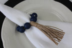 Wooden Bead Napkin Ring, Jute Fringed Bead Napkin Holder, Boho Wooden Bead Napkin Ring, Kitchen Decor, Christmas Table Decor, Wedding Decor