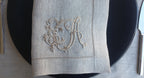 Monogrammed Luxury Linen Napkin, Wedding Linen Napkin, Customized Linen Napkin, Hemstitched Linen Napkin, Embroidered Linen Dinner Napkin