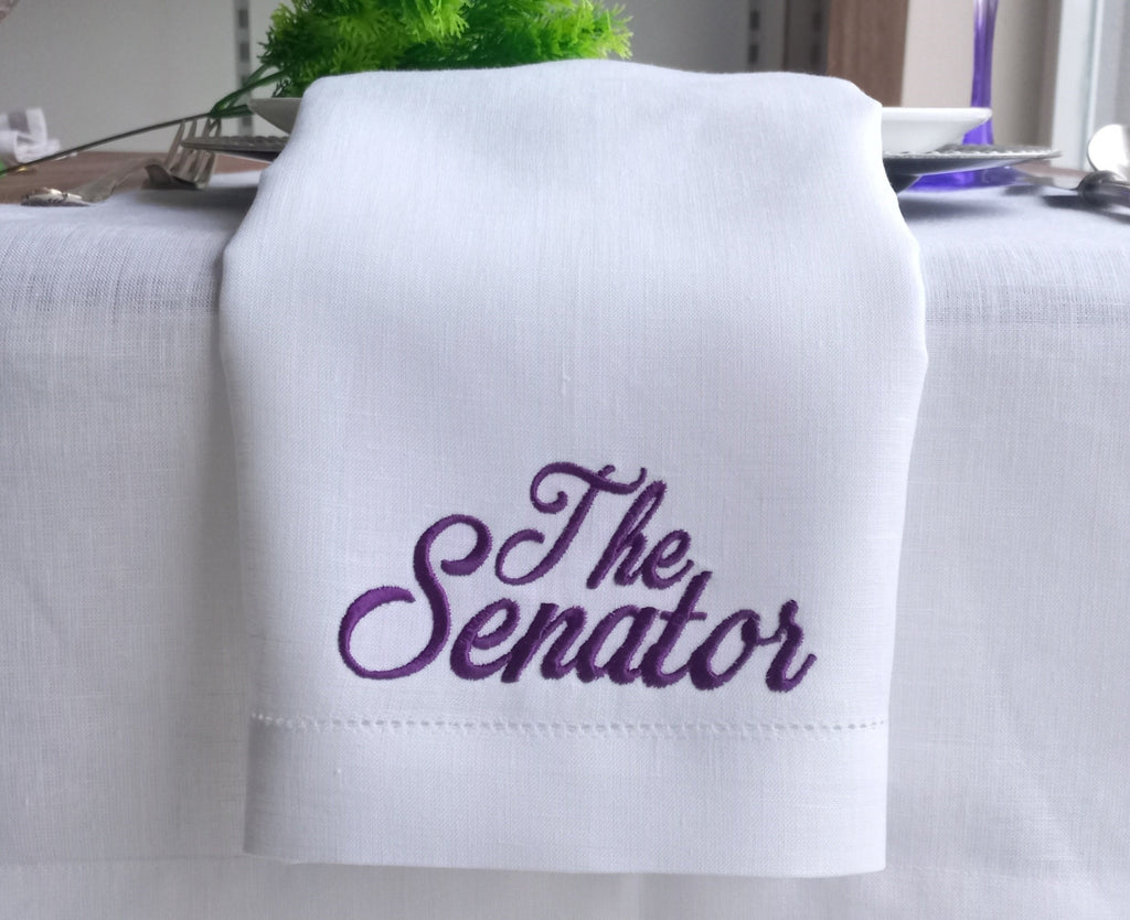 Name Embroidered Linen Napkin, Family Embroidered Linen Dinner Napkin, Customized Linen Napkin, Personalized Dinner Napkin, Wedding Gift