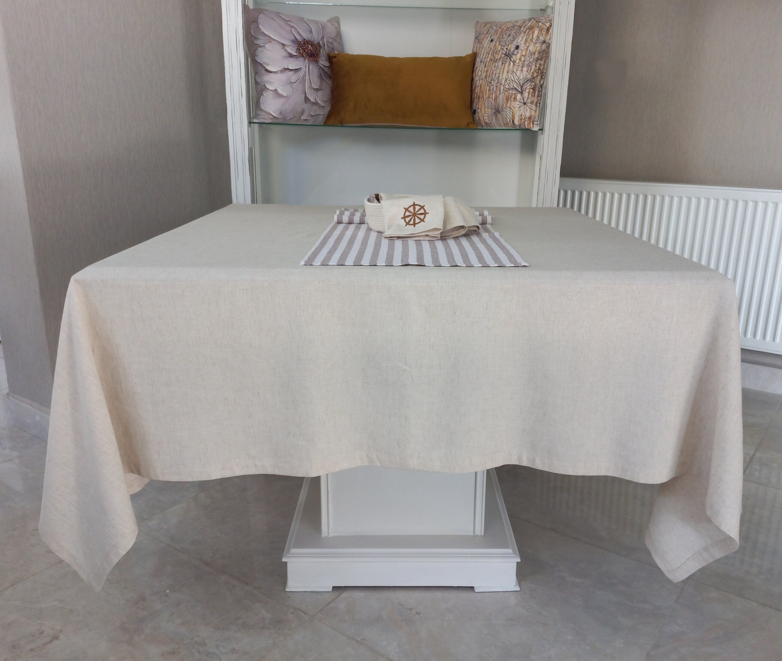 Easter Table Decor, Linen Tablecloth, Long Size Tablecloth, Perfect Mitered Linen Tablecloth, Various Color Tablecloth, Wedding Table Decor