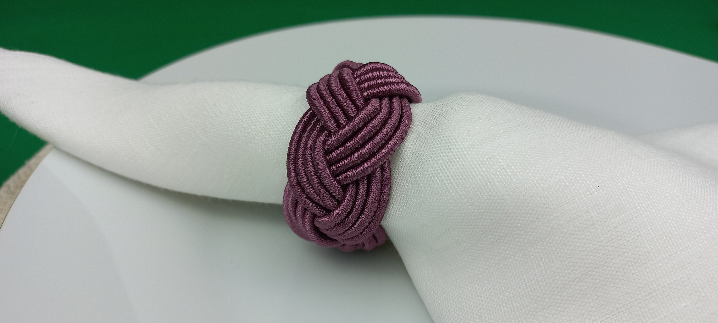 Purple Rayon Napkin Ring, Sailor Napkin Ring, Turks Head Napkin Holder, Table Decor, Thanksgiving Day Dinner Decoration, Wedding Table Decor