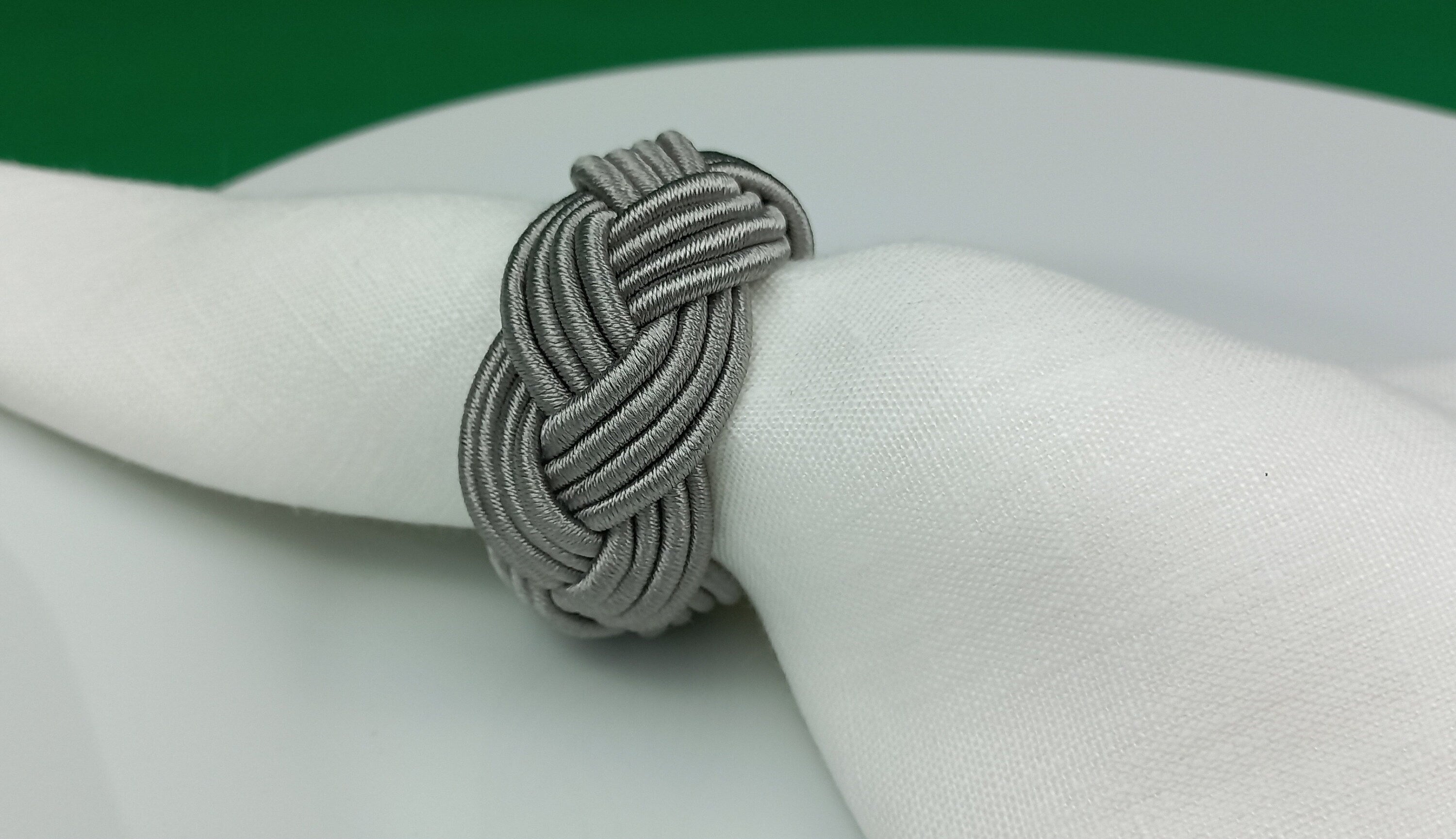 Grey Rayon Napkin Ring, Sailor Napkin Ring, Turks Head Napkin Holder, Table Decor, Thanks Giving Day Dinner Decoration, Wedding Table Decor
