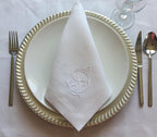 Linen Wedding Napkin Interlock Monogrammed, Double Letter Monogrammed Linen Napkin, Custom Logo Patterned Hemstitched Linen Napkin