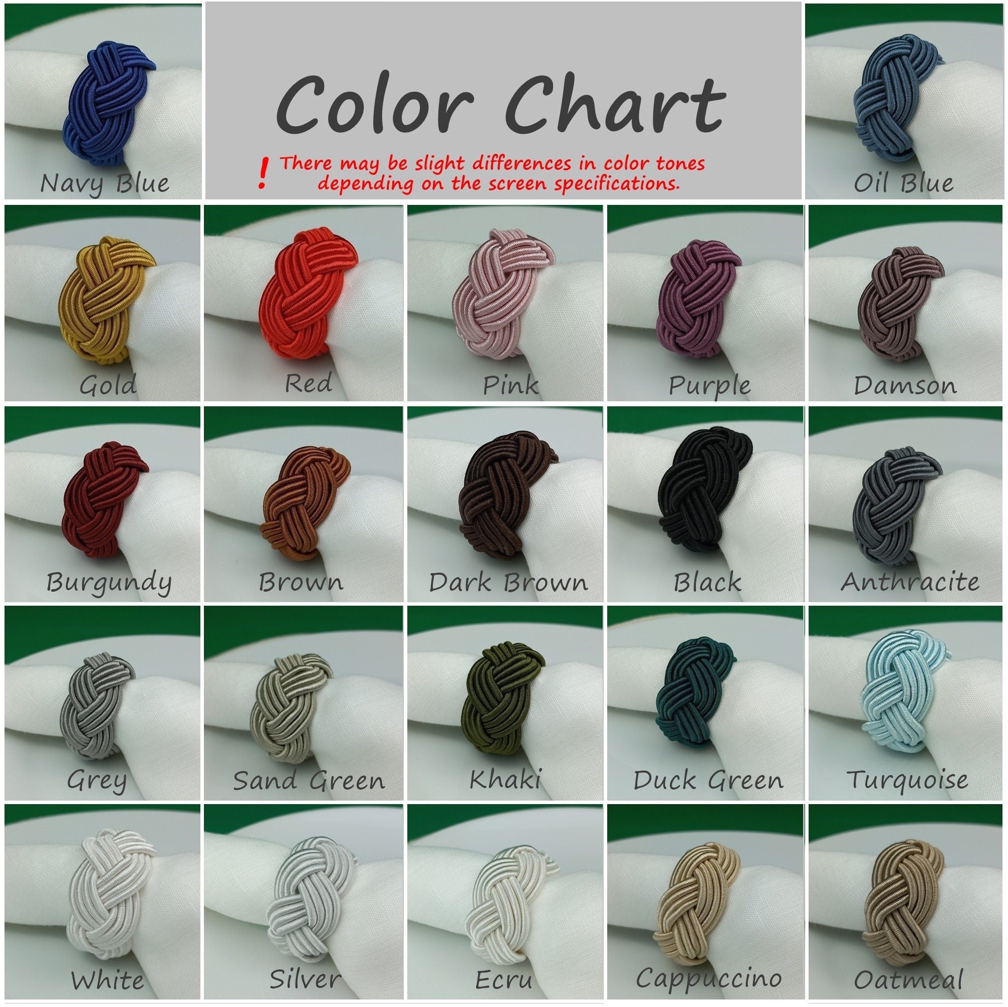 Anthracite Rayon Napkin Ring, Sailor Napkin Ring, Turks Head Napkin Holder, Table Decor, Thanksgiving Day Dinner Decor, Wedding Table Decor