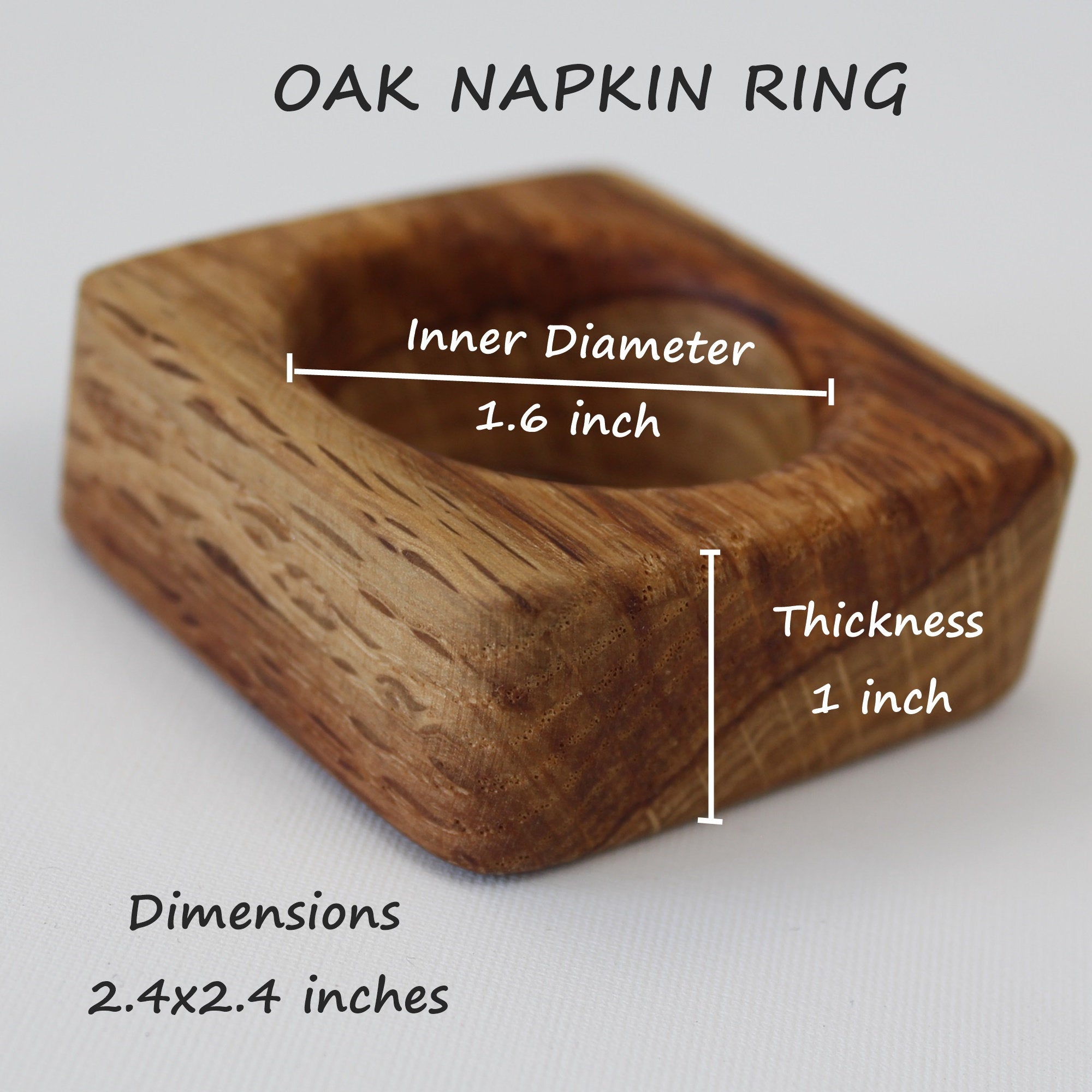 Oak Wooden Napkin Ring, Rustik Napkin Holder, Oak Square Napkin Ring, Boho Wooden Napkin Ring, Kitchen Decor, Christmas Decor, Wedding Decor
