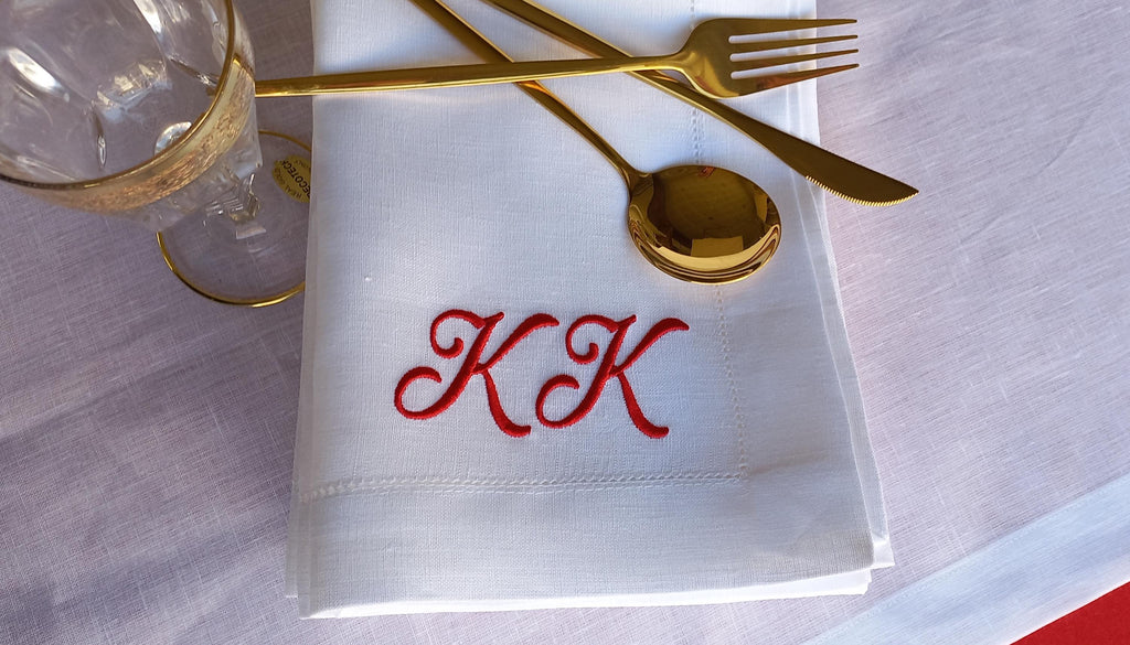 Family Name Embroidered Linen Napkin, Thanksgiving dinner napkin with embroidered family name, Wedding Linen Napkin, Linen Custom Napkin