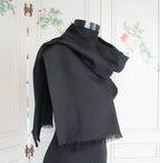 Embroidered Linen Scarf, Logo Embroidered Linen Scarf, Custom Luxury Linen Scarf,