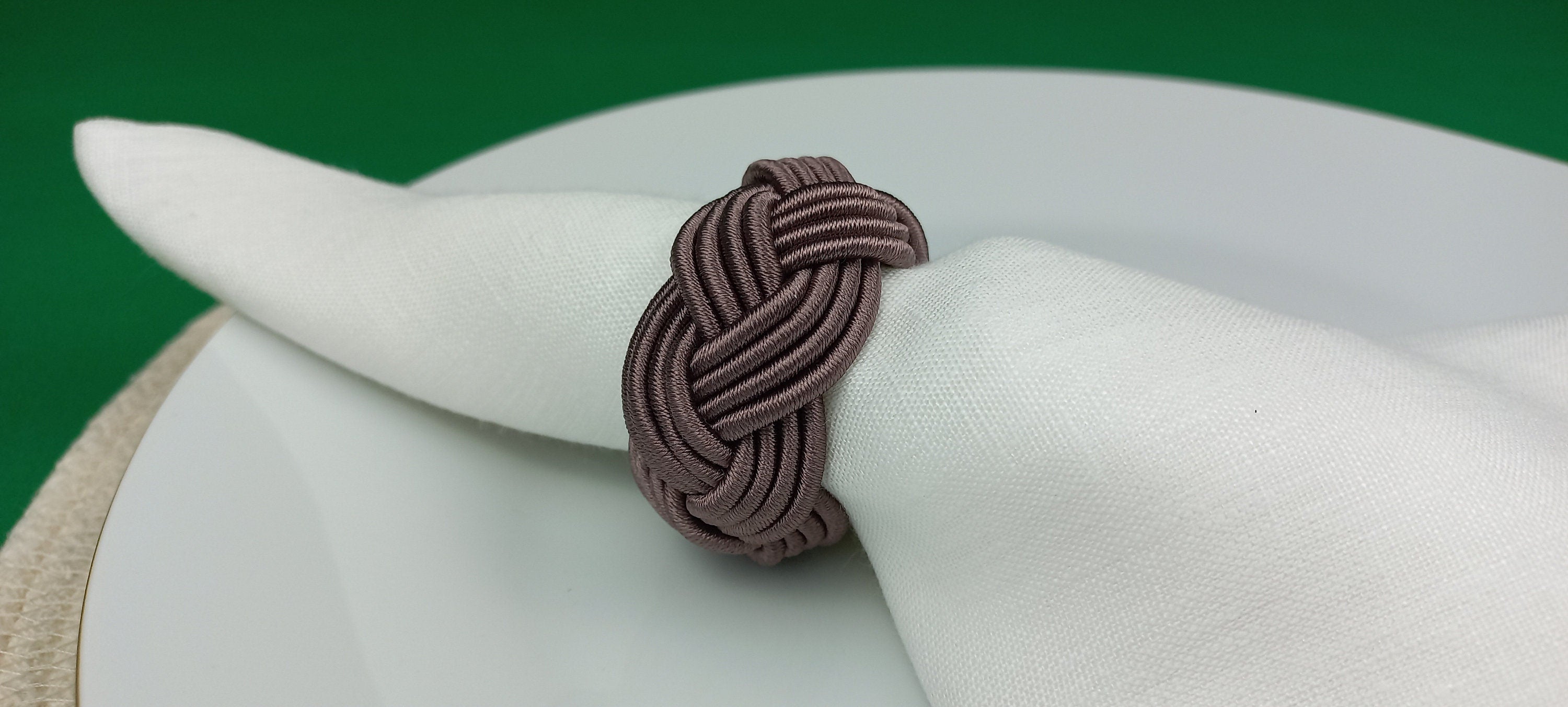 Damson Rayon Napkin Ring, Sailor Napkin Ring, Turks Head Napkin Holder, Table Decor, Thanksgiving Day Dinner Decoration, Wedding Table Decor