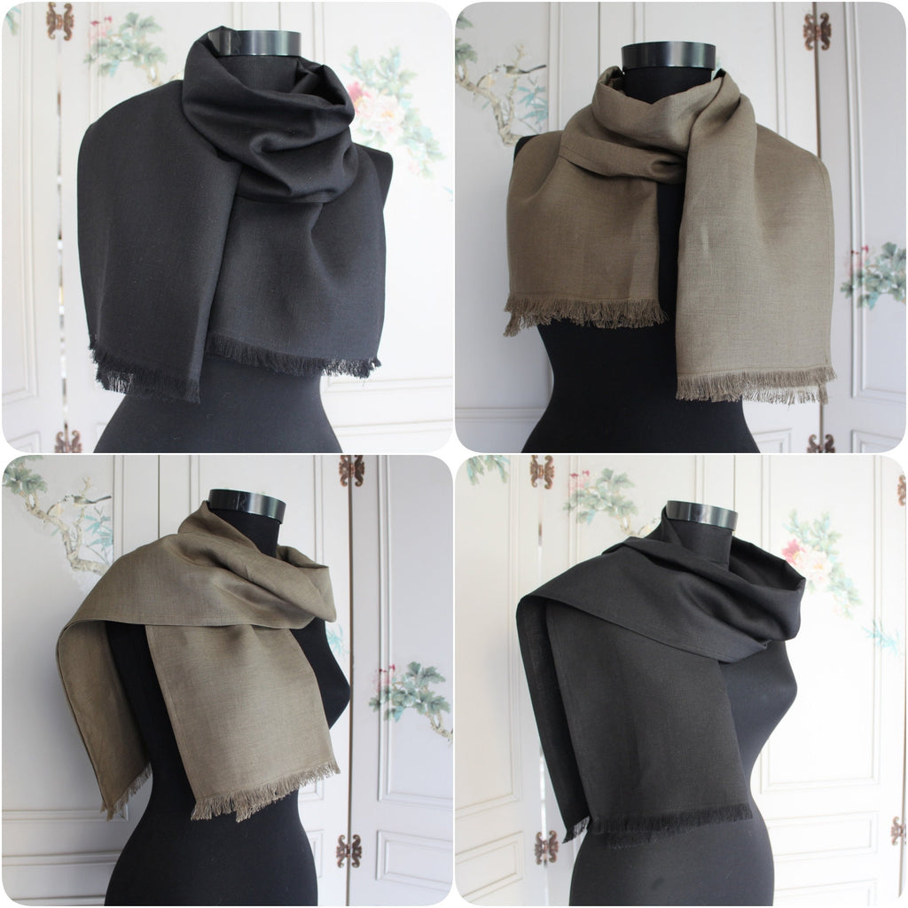 Embroidered Linen Scarf, Logo Embroidered Linen Scarf, Custom Luxury Linen Scarf,