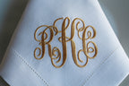 Three Letter Monogrammed Wedding Napkin, Custom Linen Napkin, Personalized Hemstitched Linen Napkin, Custom Napkin for Housewarming Gift