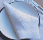 Initial Embroidered Linen Napkin, Custom Linen Napkin, Personalized Linen Napkin, Hemstitched Linen Napkin, Custom Napkin for Wedding Gift