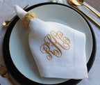 Three Letter Monogrammed Wedding Napkin, Custom Linen Napkin, Personalized Hemstitched Linen Napkin, Custom Napkin for Housewarming Gift