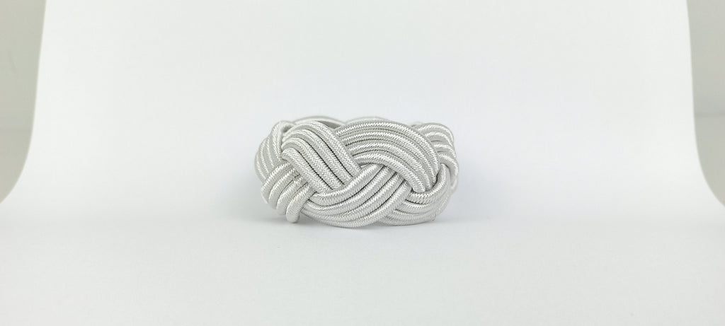 Silver Rayon Napkin Holder, Sailor Napkin Ring, Turks Head Napkin Holder, Table Decor, Thanks Giving Day Dinner Decor, Wedding Table Decor