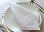 Linen Wedding Napkin Interlock Monogrammed, Double Letter Monogrammed Linen Napkin, Custom Logo Patterned Hemstitched Linen Napkin