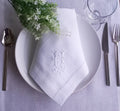 White Monogrammed Wedding Napkin, Custom Linen Napkin, Personalized Linen Napkin, Hemstitched Linen Napkin, Custom Napkin Housewarming Gift