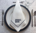 Company Logo Embroidered Luxury Linen Napkin, Custom Logo Embroidered Linen Napkin, Company Emblem Embroidered Napkin for Company Dinner