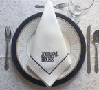 Company Logo Embroidered Luxury Linen Napkin, Custom Logo Embroidered Linen Napkin, Company Emblem Embroidered Napkin for Company Dinner