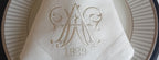 Double Lettered Linen Wedding Napkin, Interlocked Monogrammed Linen Napkin, Custom Linen Napkin, 6 to 24 inches Hemstitched Linen Napkin