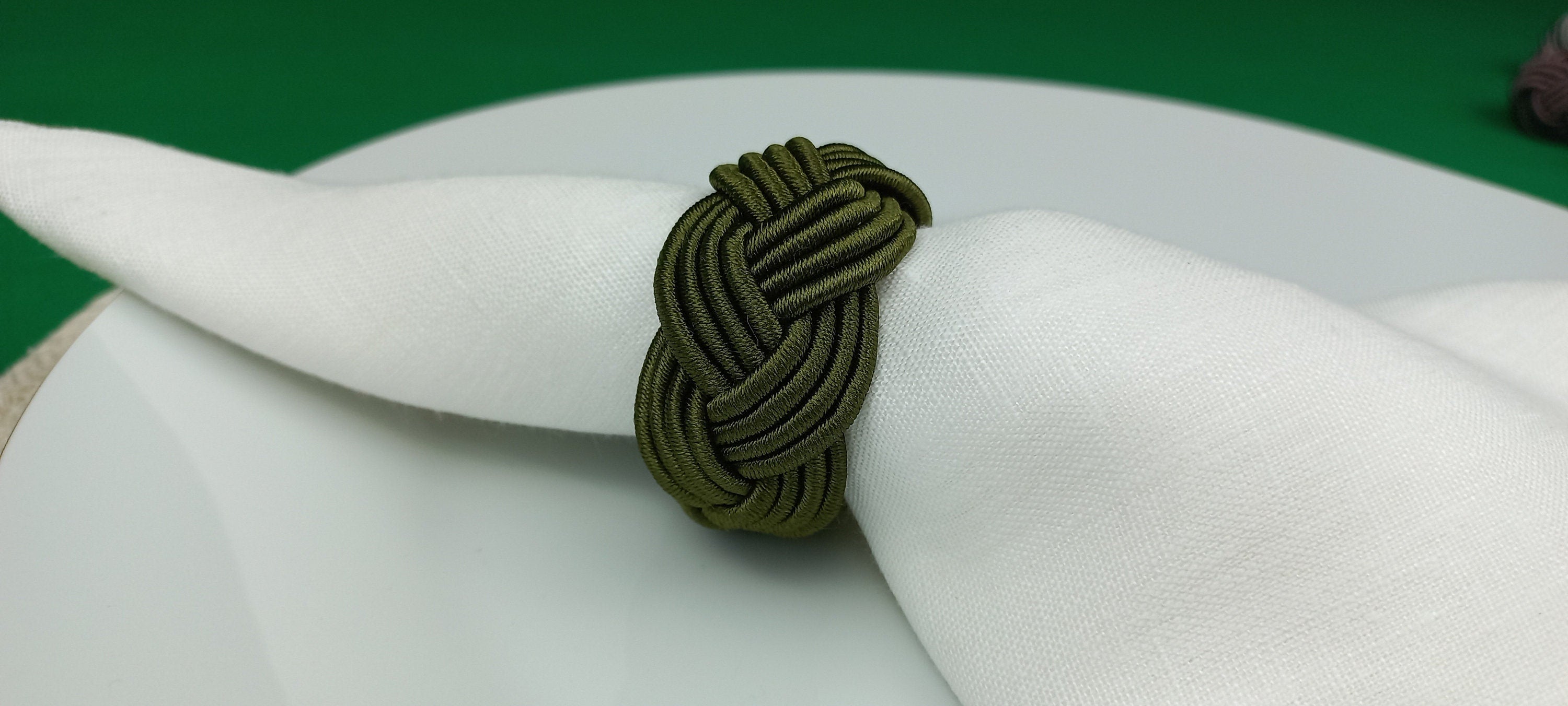 Khaki Rayon Napkin Ring, Sailor Napkin Ring, Turks Head Napkin Holder, Table Decor, Thanks Giving Day Dinner Decoration, Wedding Table Decor