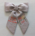 Embroidered Luxury Linen Hair Ribbon, Embroidered Linen Hair Ribbon for Weddign Gift, Custom Embroidered Hair Ribbon for Her