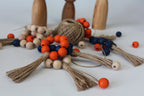 Natural Wooden Bead Napkin Ring, Jute Fringed Bead Napkin Ring, Boho Wooden Bead Napkin Ring, Kitchen Decor, Christmas Decor, Wedding Decor