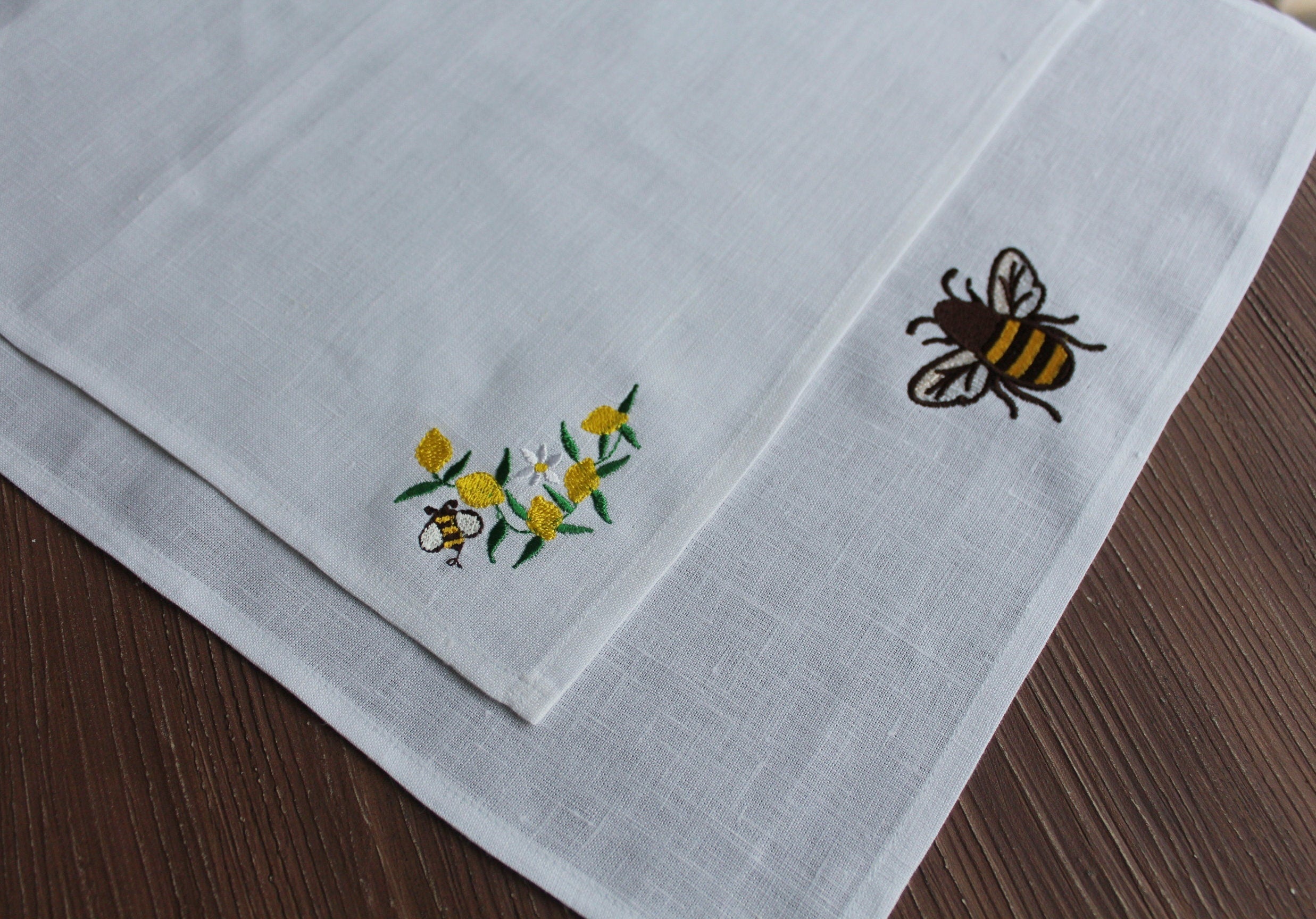 Embroidered Luxury Linen Handkercief, Personal Logo Embroidered Linen Handkies, Embroidered Linen Handkies for Bridal Shower, Custom Hanky