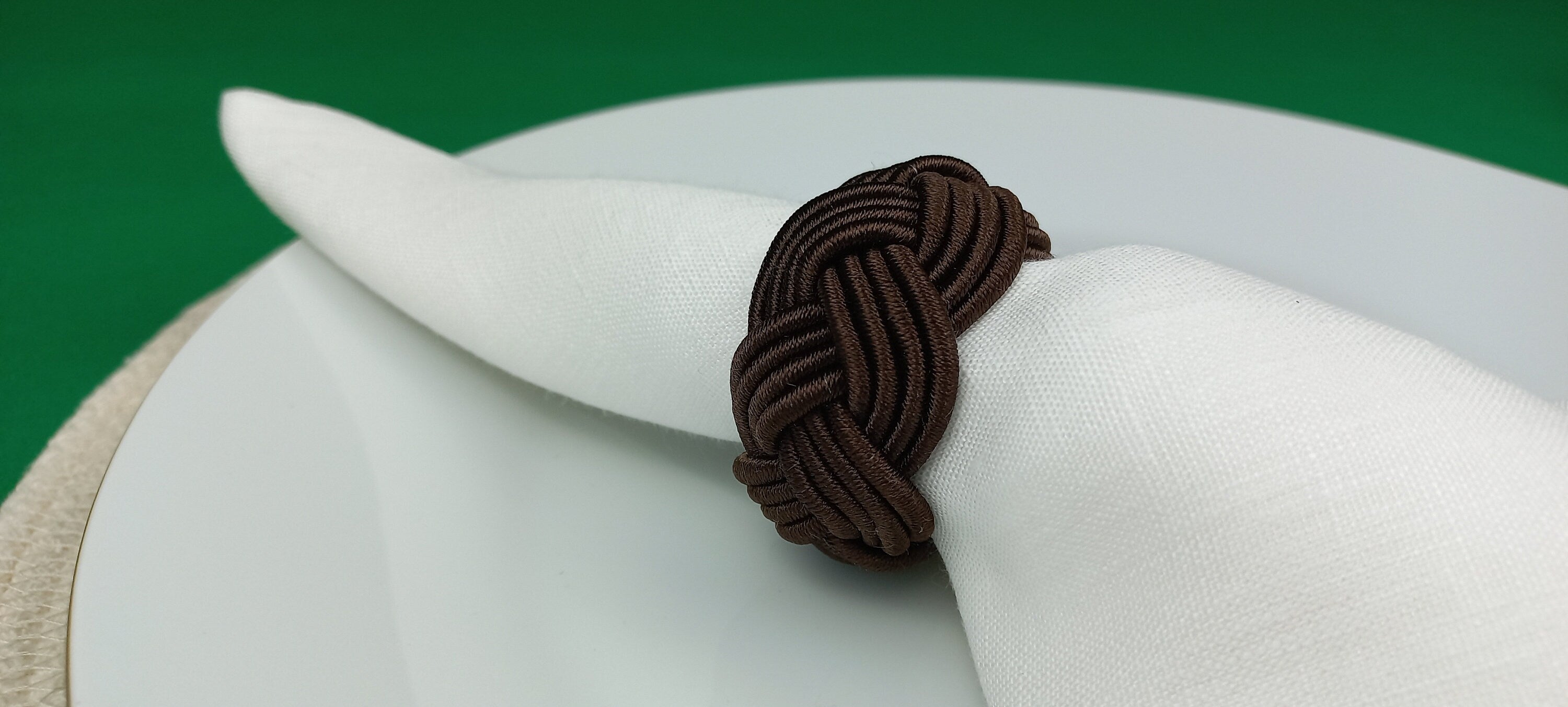 Dark Brown Rayon Napkin Ring, Sailor Napkin Ring, Turks Head Napkin Holder, Table Decor, Thanks Giving Day Dinner Decor, Wedding Table Decor