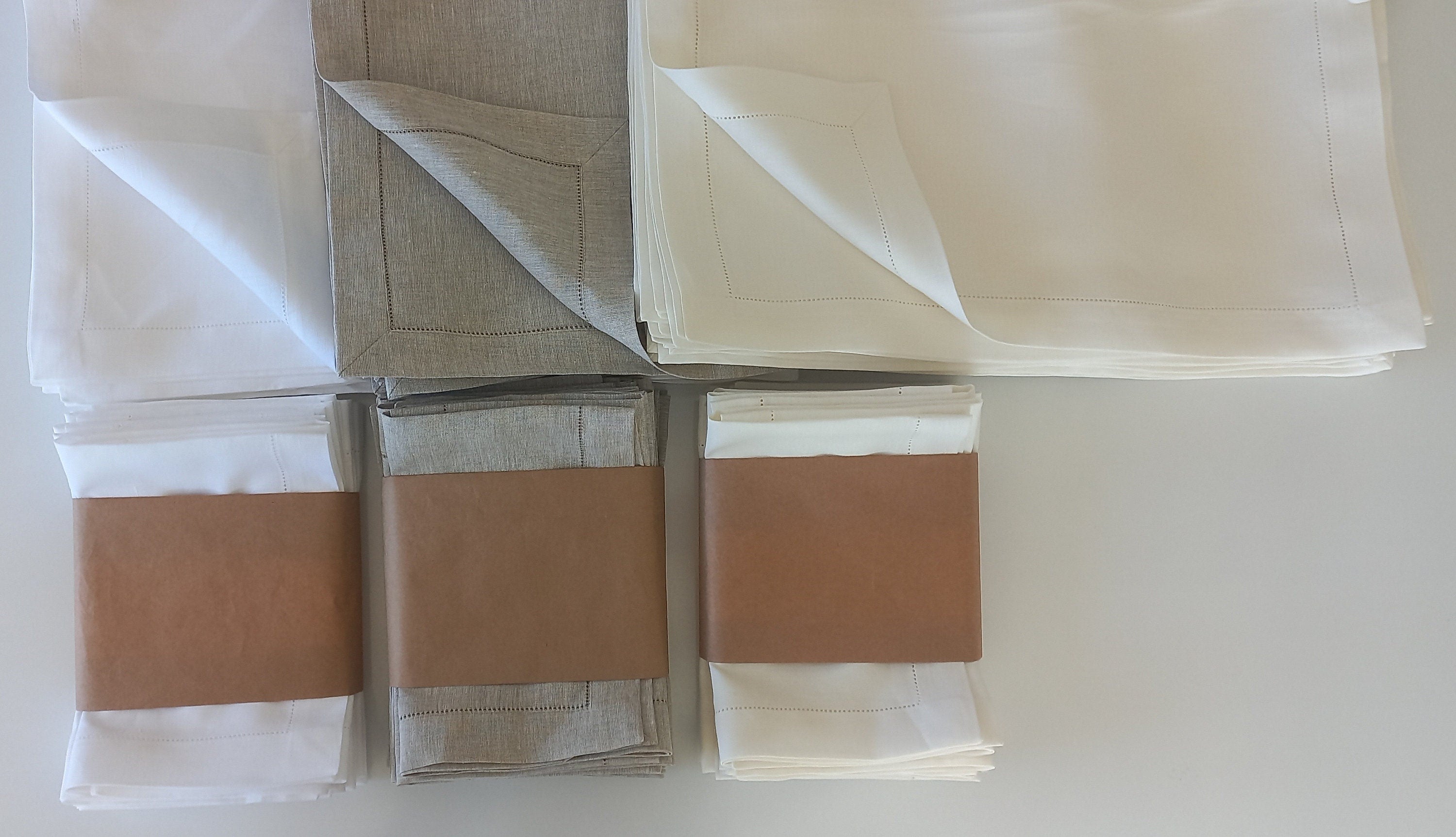 Wholesale Hemstitched Linen Napkin, Bulk Linen Napkin, White Luxury Linen Napkin, Bulk Linen Wedding Napkin, Wholesale Linen Cocktail Napkin