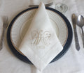Double Lettered Linen Wedding Napkin, Interlocked Monogrammed Linen Napkin, Custom Linen Napkin, 6 to 24 inches Hemstitched Linen Napkin