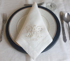 Double Lettered Linen Wedding Napkin, Interlocked Monogrammed Linen Napkin, Custom Linen Napkin, 6 to 24 inches Hemstitched Linen Napkin