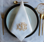 Three Letter Monogrammed Wedding Napkin, Custom Linen Napkin, Personalized Hemstitched Linen Napkin, Custom Napkin for Housewarming Gift