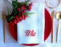 Family Name Embroidered Linen Napkin, Thanksgiving dinner napkin with embroidered family name, Wedding Linen Napkin, Linen Custom Napkin