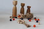 Navy Wooden Bead Napkin Ring, Dark Blue Wooden Napkin Ring, Jute Fringed Wooden Bead Napkin Ring, Boho Wooden Napkin Ring, Kitchen Decor