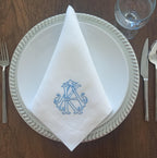 Interlocking Monogrammed Linen Napkin