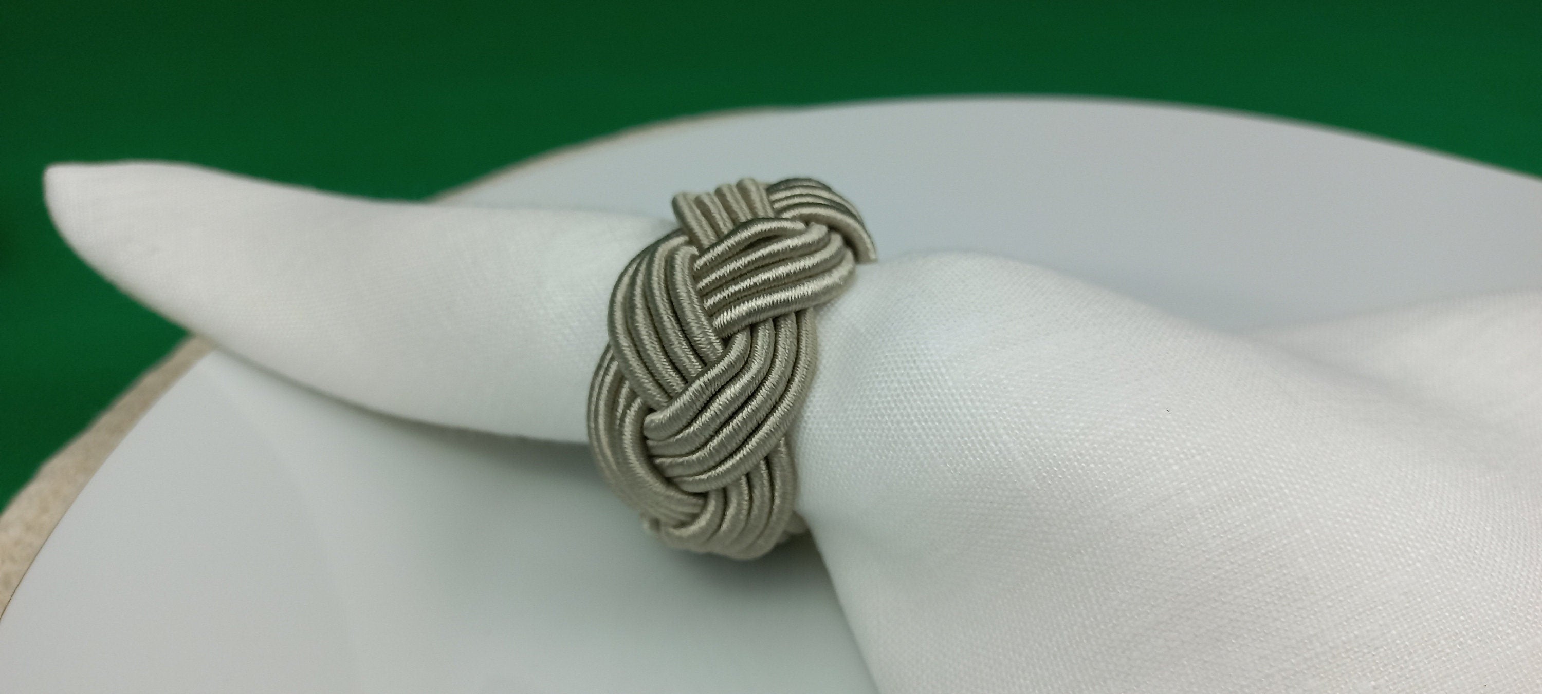 Sand Green Rayon Napkin Ring, Sailor Napkin Ring, Turks Head Napkin Holder, Table Decor, Thanks Giving Day Dinner Decor, Wedding Table Decor