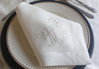 Double Lettered Linen Wedding Napkin, Interlocked Monogrammed Linen Napkin, Custom Linen Napkin, 6 to 24 inches Hemstitched Linen Napkin