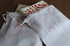 Embroidered Linen Pouch, Personal Logo Embroidered Linen Pouch, Custom Linen Pouch for Bread