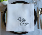 Name Embroidered Linen Napkin, Customized Linen Napkin, Family Embroidered Linen Dinner Napkin,  Wedding Gift, Personalized Dinner Napkin