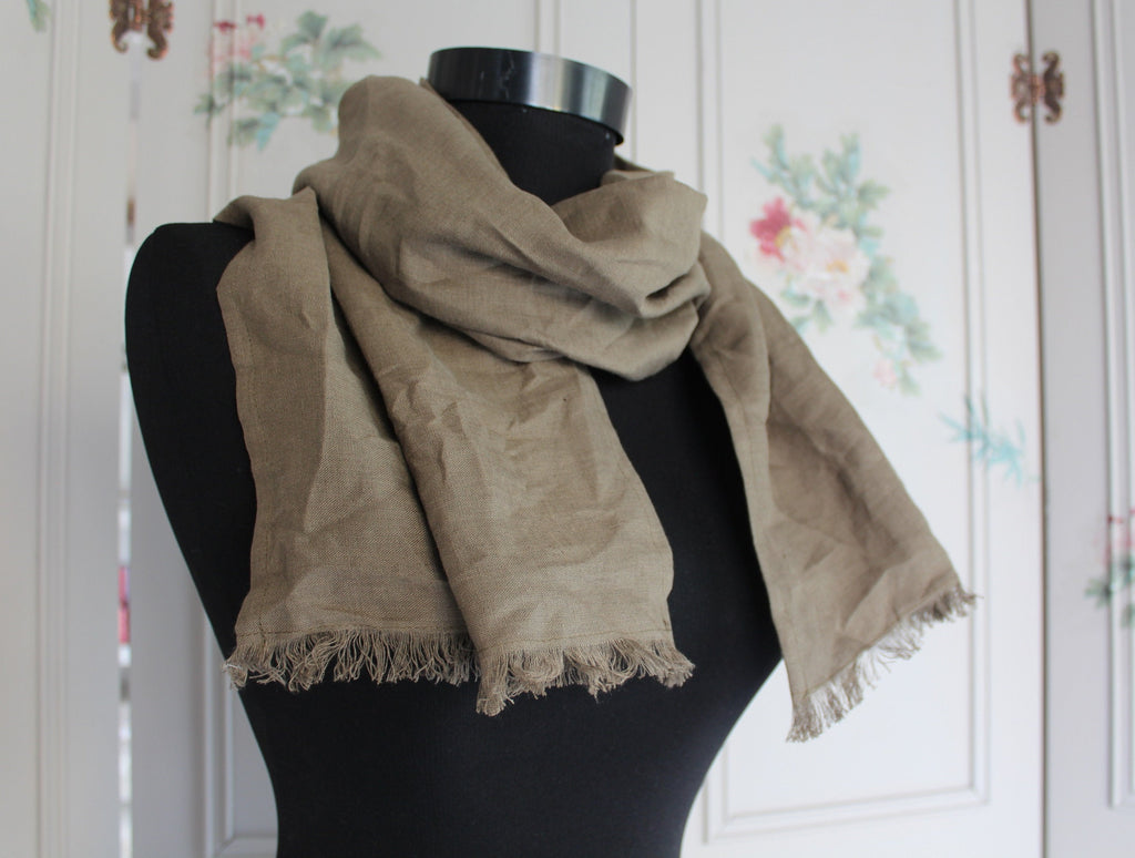 Embroidered Linen Scarf, Logo Embroidered Linen Scarf, Custom Luxury Linen Scarf,