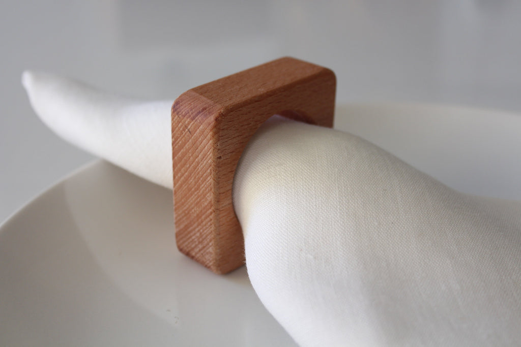 Beech Wood Napkin Ring, Rustik Napkin Holder, Beech Square Napkin Ring, Boho Wooden Napkin Ring, Kitchen Decor, Beech Circle Napkin Holder