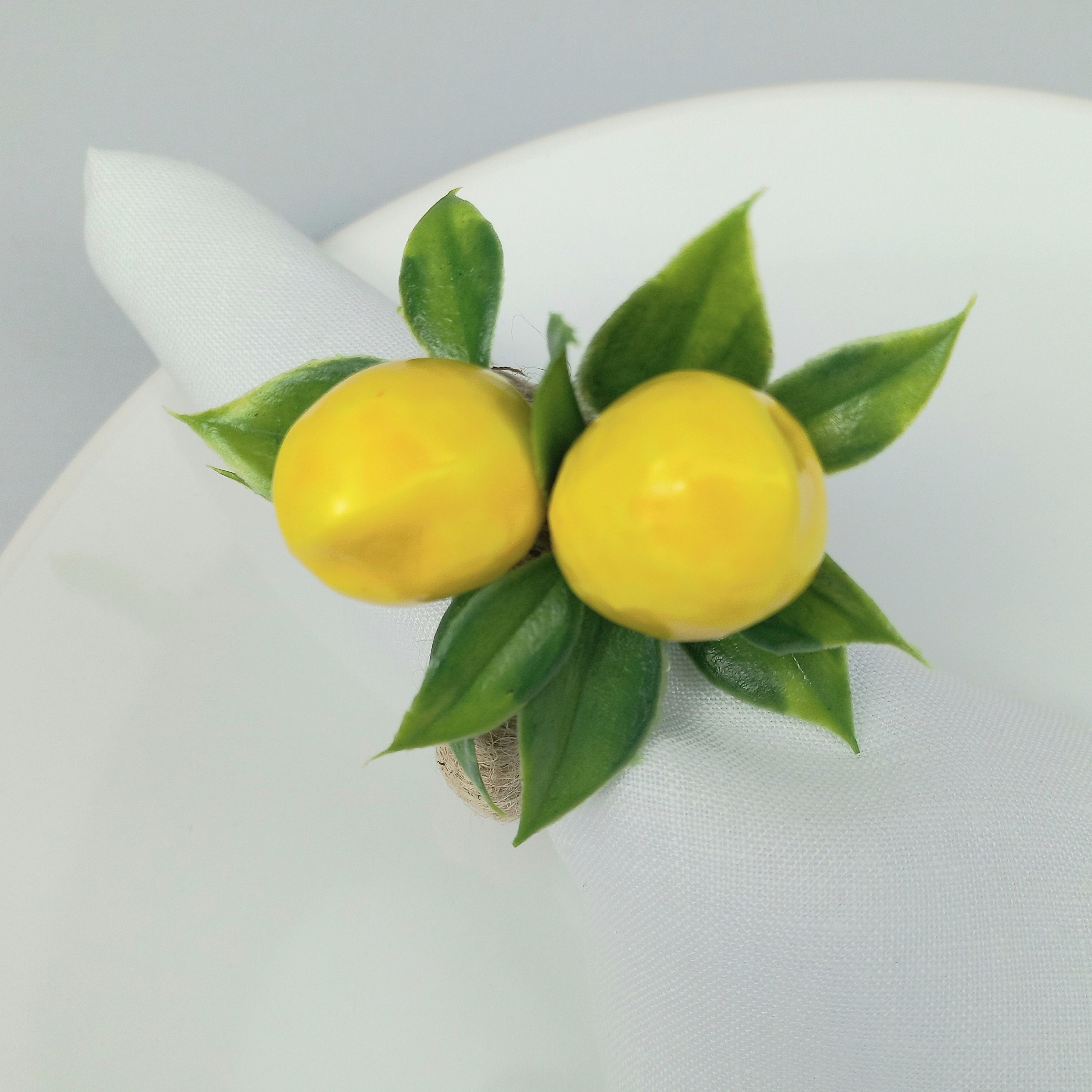 Lemon Napkin Ring, Lemon Napkin Holder, Citrus Table Decor, Artificial Lemon Napkin Ring, Wedding Table Decor, Housewarming Gift, Party Deco