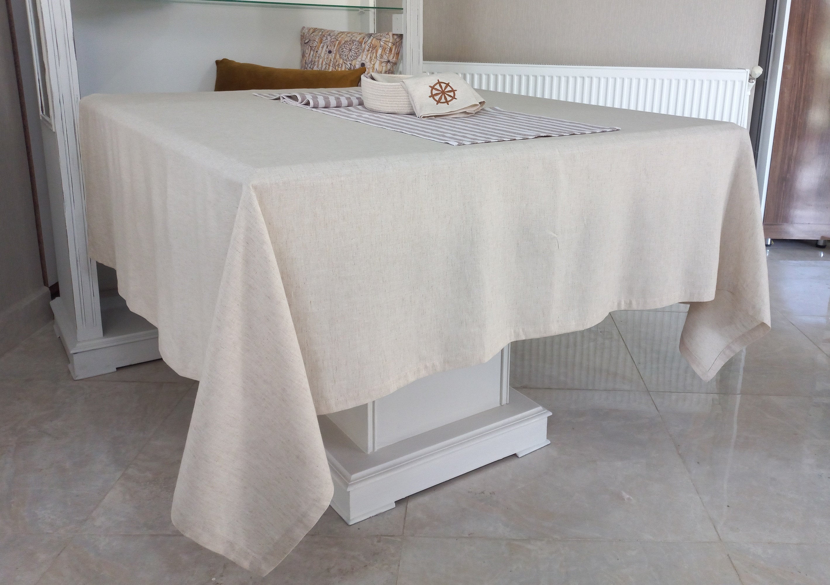 Easter Table Decor, Linen Tablecloth, Long Size Tablecloth, Perfect Mitered Linen Tablecloth, Various Color Tablecloth, Wedding Table Decor